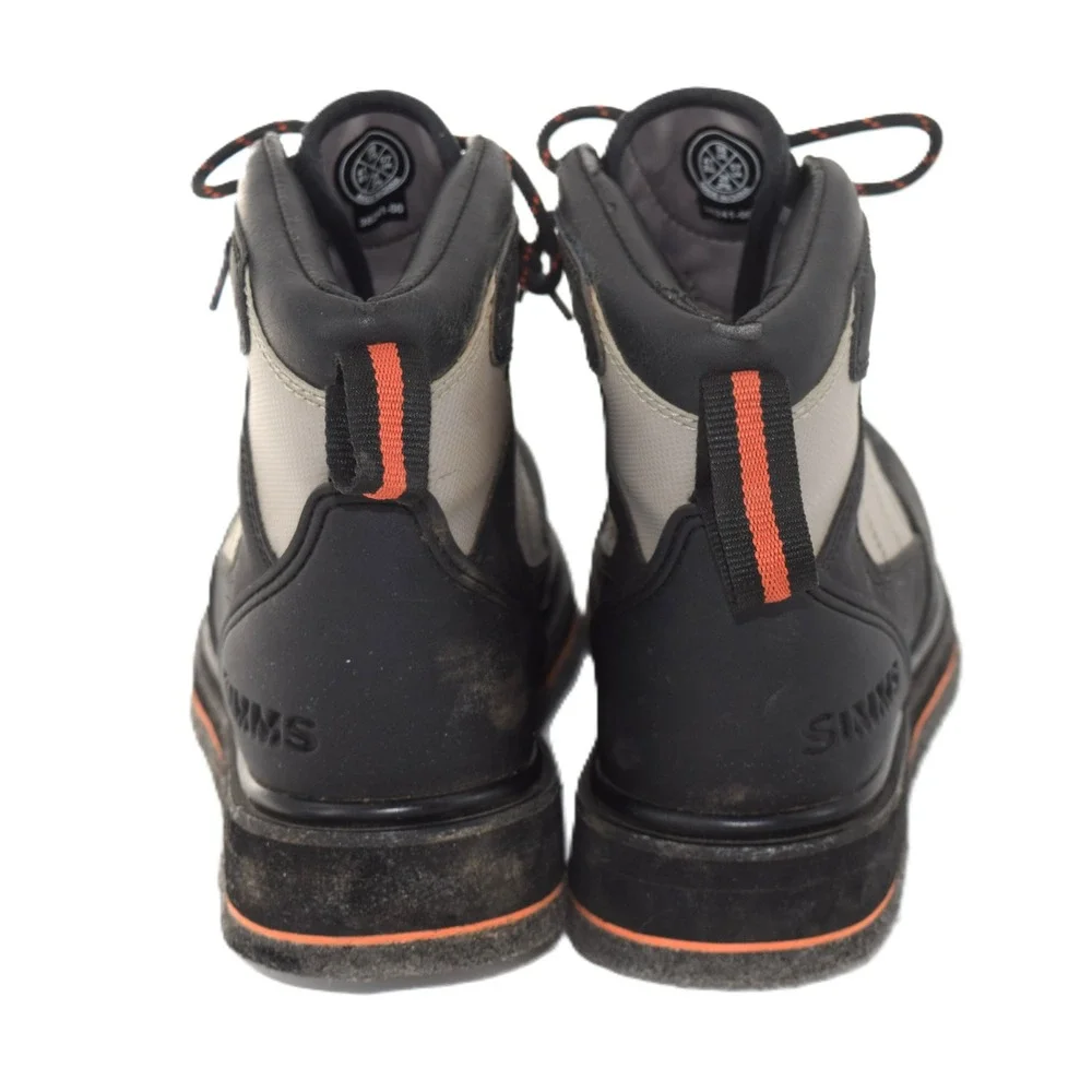 Simms Wading Boots Mens Black Grey Orange Good Felt Sole Fly Fishing Gear